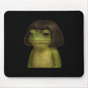 Funny Frog Girl Bob Hair Meme Art  Mouse Pad