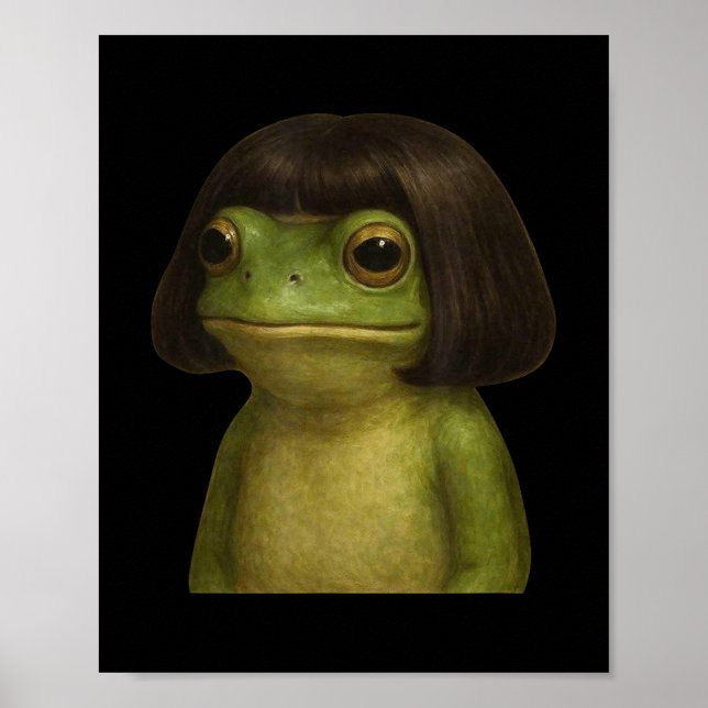 Funny Frog Girl Bob Hair Meme Art  Poster (Front)