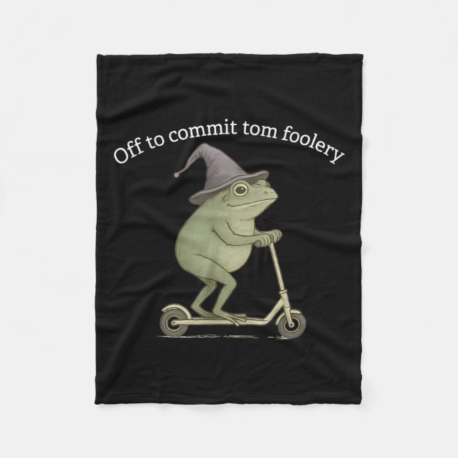 Funny Frog Graphic Saying Off To Commit Tom Fooler Fleece Blanket (Front)