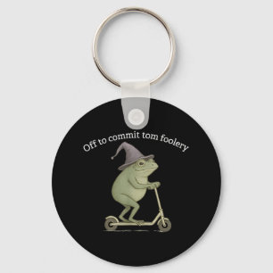 Funny Frog Graphic Saying Off To Commit Tom Fooler Keychain