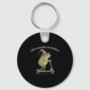 Funny Frog Graphic Saying Off To Commit Tom Fooler Keychain