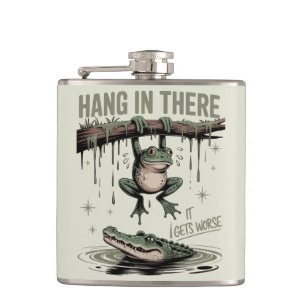 Funny Frog “Hang in There, It Gets Worse” Hip Flask
