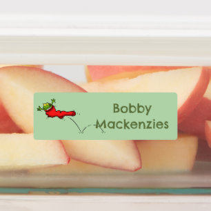 Funny frog in a red sock cartoon personalized