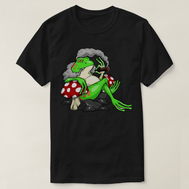 Funny frog is smoking a cigar T-Shirt (Design Front)