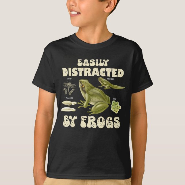 Funny Frog Lover Easily Distracted By Frogs T-Shirt (Front)