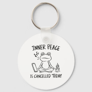 Funny Frog Meditation Yoga Meme Naive Art Inner Pe Keychain