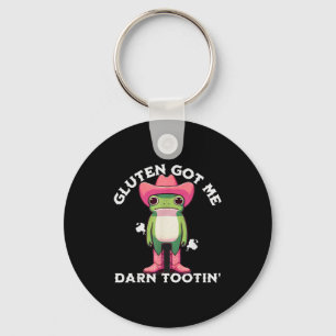 Funny Frog Meme Gluten Got Me Darn Tootin' Gluten Keychain