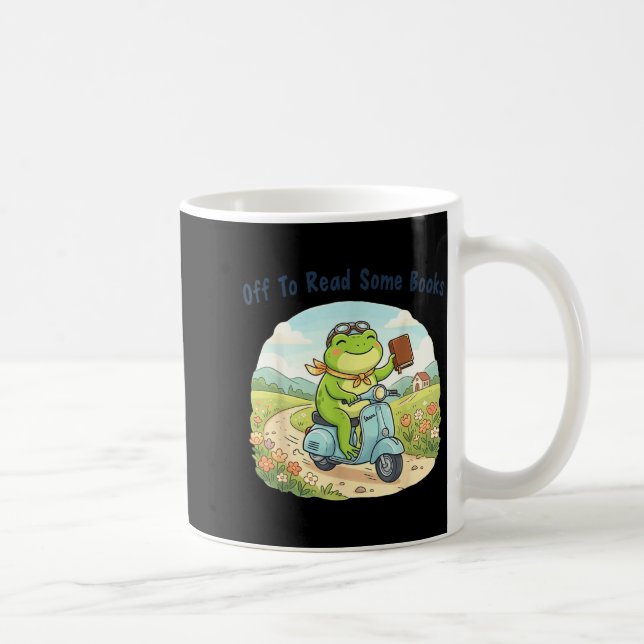 Funny frog meme off to read some books lovers coffee mug (Right)