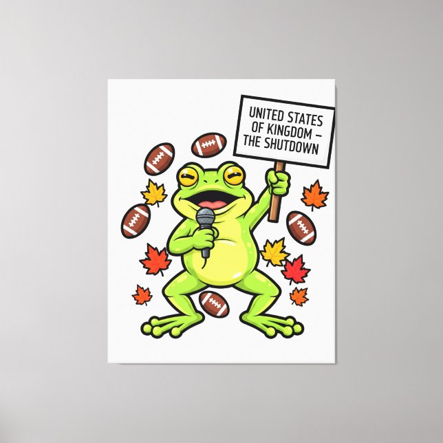 Funny Frog Meme Satire – United States of Kingdom  Canvas Print (Front)
