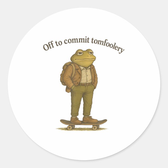Funny Frog Meme Silly Dark Humour Off To Commit To Classic Round Sticker (Front)