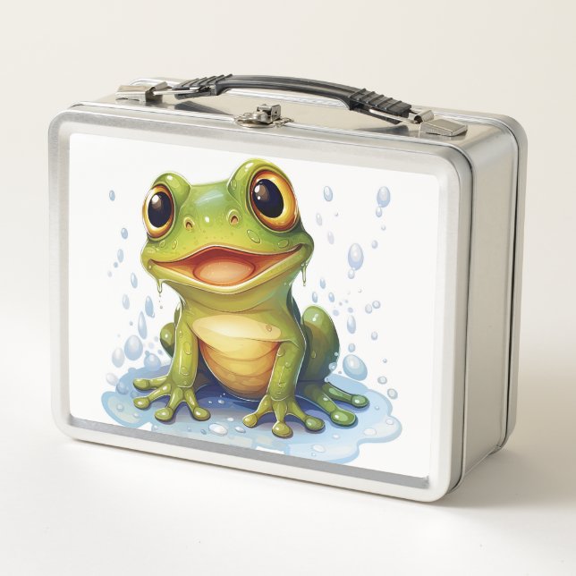 Funny frog metal lunch box (Front)
