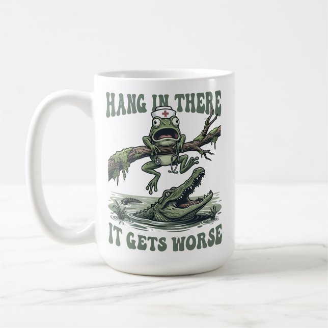Funny Frog Nurse Meme Hang In There RN Coffee Mug (Left)