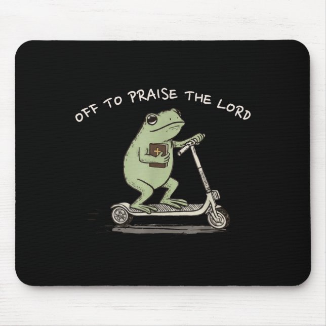 Funny Frog Off To Praise The Lord Christian Scoote Mouse Pad (Front)