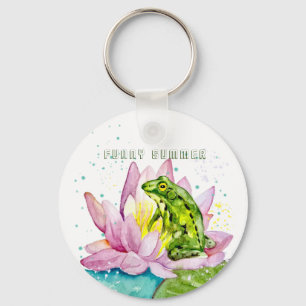 Funny frog on a lotus keychain