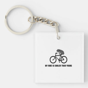 Funny Frog on Bike T-Shirt Cool Cycling Animal Keychain