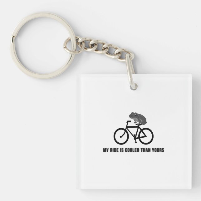 Funny Frog on Bike T-Shirt | Cool Cycling Animal  Keychain (Front)
