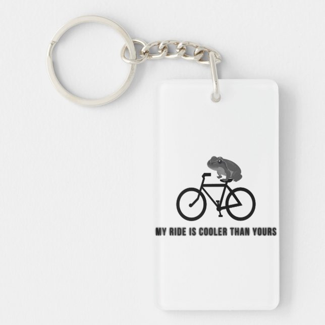 Funny Frog on Bike T-Shirt | Cool Cycling Animal  Keychain (Front)