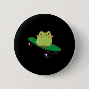 Funny Frog On Skateboard Aesthetic Cute Kawaii Ska 2 Inch Round Button