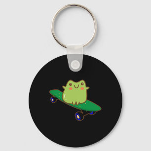 Funny Frog On Skateboard Aesthetic Cute Kawaii Ska Keychain