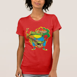 Funny Frog Playing Banjo On Mushrooms T-Shirt