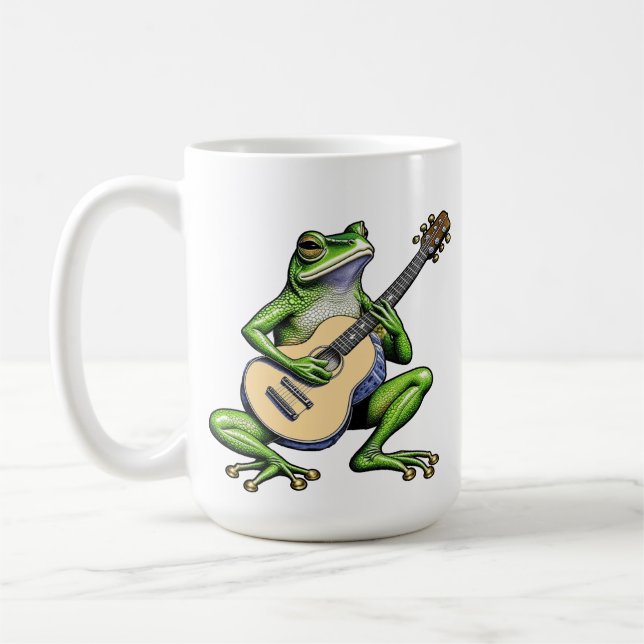 Funny Frog Playing Guitar Personalized Coffee Mug (Left)