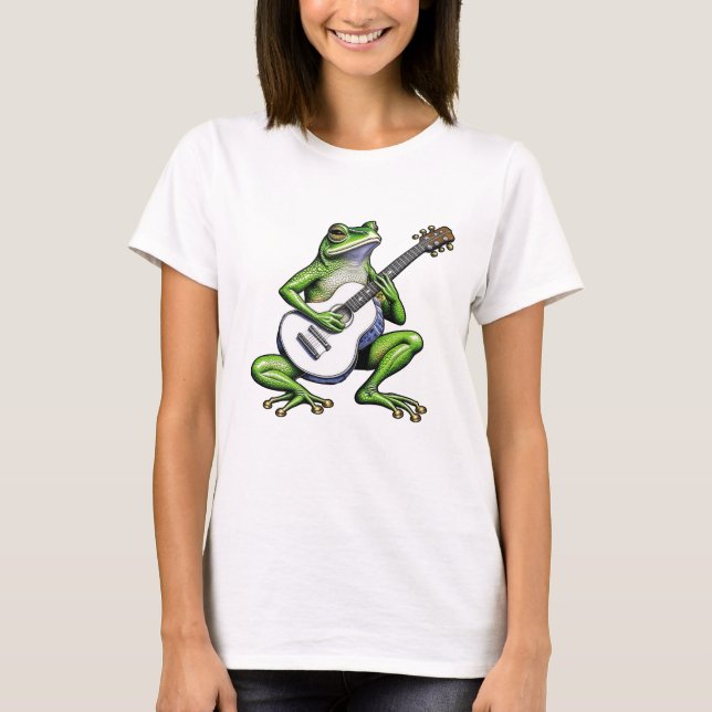 Funny Frog Playing Guitar T-Shirt (Front)