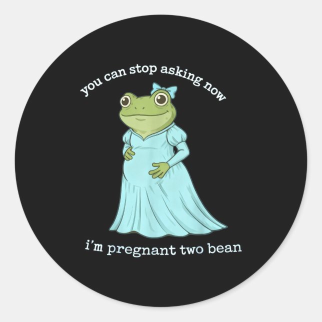 Funny Frog Pregnancy Announcement Medieval Pregnan Classic Round Sticker (Front)