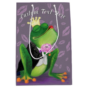Funny Frog Prince Gift Bag Kiss with Custom Text