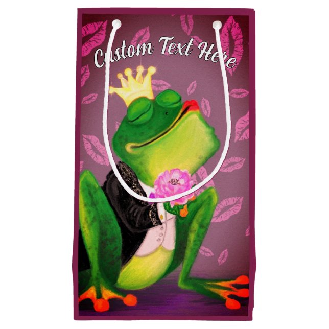 Funny Frog Prince Gift Bag with Custom Text (Front)