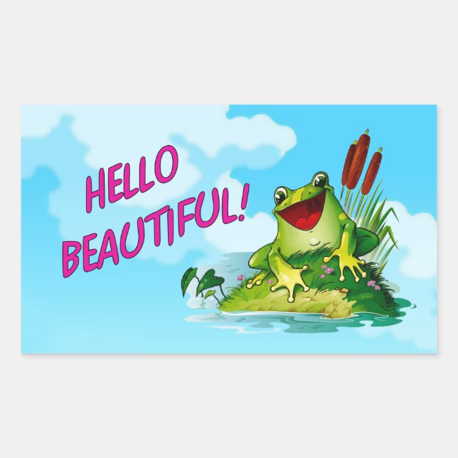Funny Frog Prince - Hello Beautiful Sticker (Front)