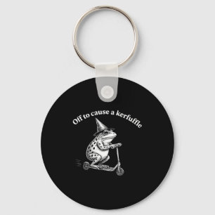 Funny frog quote mischief humor whimsical scooter keychain