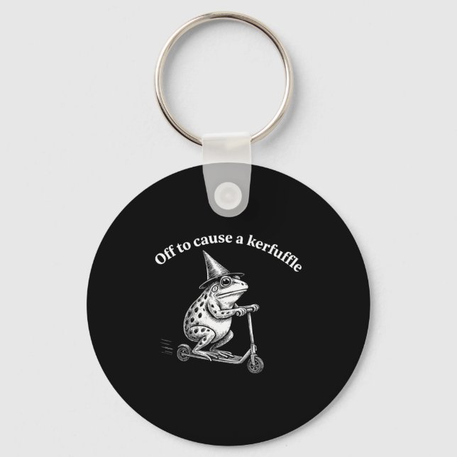 Funny frog quote mischief humor whimsical scooter keychain (Front)