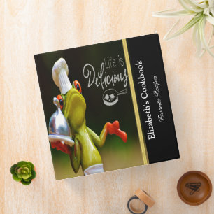 Funny frog recipe cookbook with gold binder