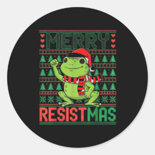Funny Frog Retro Merry Resistmas Litical Ugly Chri Classic Round Sticker