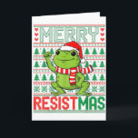 Funny Frog Retro Merry Resistmas Political Ugly Ch Card<br><div class="desc">Funny Frog Retro Merry Resistmas Political Ugly Christmas</div>