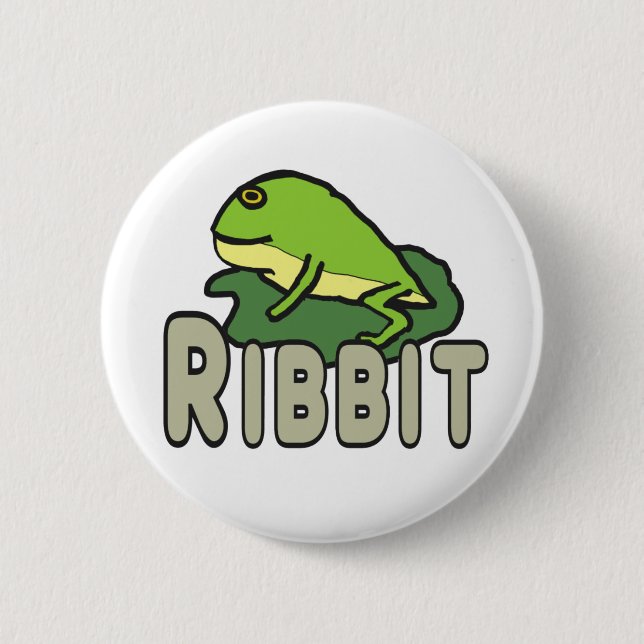 Funny Frog Ribbit 2 Inch Round Button (Front)