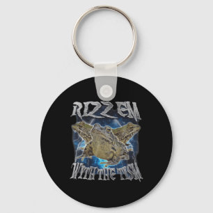 Funny Frog Rizz Em With The Tism Frog Meme Autism  Keychain