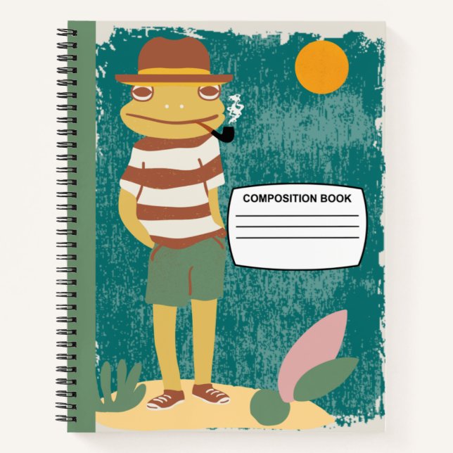 Funny Frog smoker spiral composition Notebook (Front)