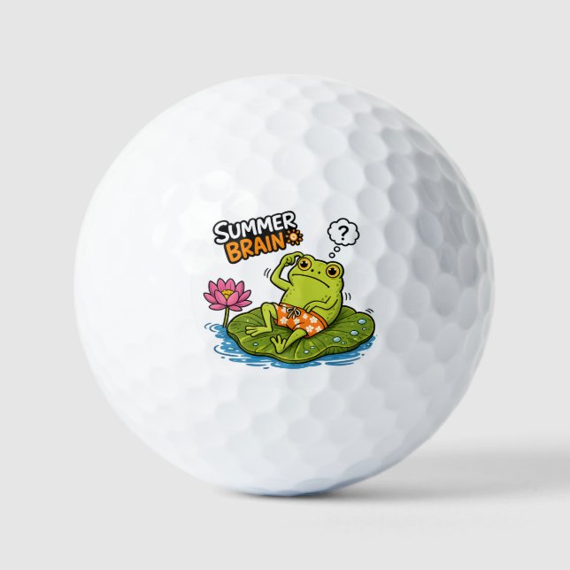 Funny Frog Summer Brain|Silly Frog Cartoon  Golf Balls (Front)