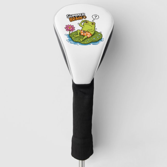 Funny Frog Summer Brain|Silly Frog Cartoon  Golf Head Cover (Front)