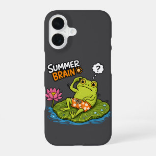 Funny Frog Summer Brain Silly Frog Cartoon  iPhone 16 Case