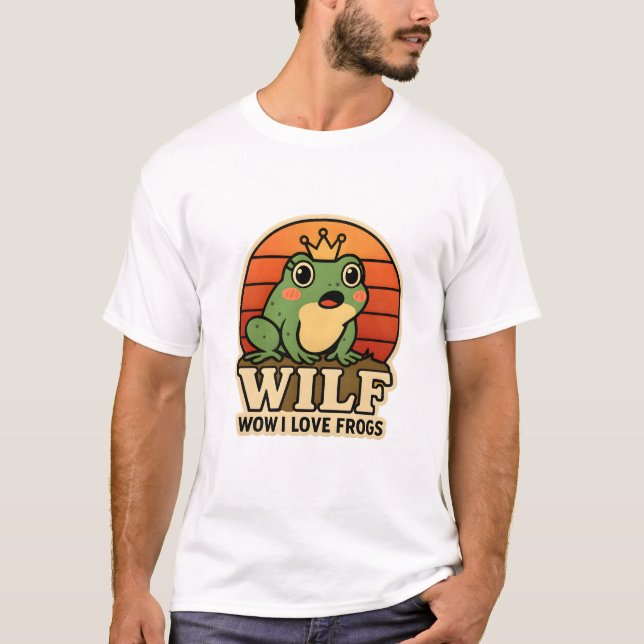 Funny Frog T-Shirt – WILF Wow I Love Frogs Retro F (Front)