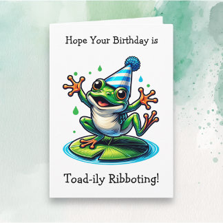 Funny Frog Themed Birthday Card