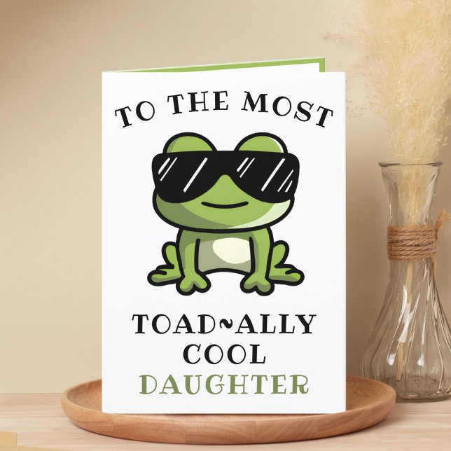 Funny Frog Toad Cool Daughter Happy Birthday Thank You Card (Funny Green Frog Toad Cool Daughter Happy Birthday Thank You Card)