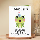 Funny Frog Toad Croak Daughter Happy Birthday Thank You Card<br><div class="desc">Looking for a unique way to express your love and humour to your child? Our funny frog greeting card is the perfect choice for your daughter on her birthday! Customize it by adding your own personal message. Design features a shocked green toad wearing a blue birthday hat. Great way to...</div>