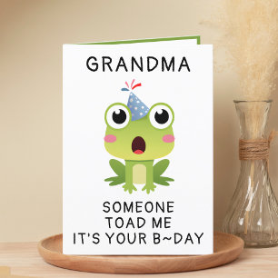 Funny Frog Toad Croak Grandmother Happy Birthday Thank You Card
