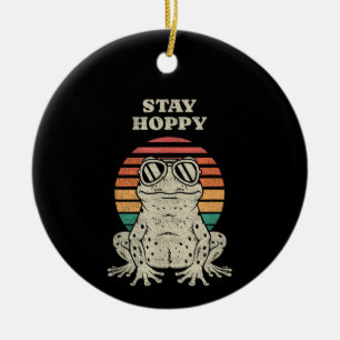 Funny Frog Toad Lover Retro Vintage Design Ceramic Ornament