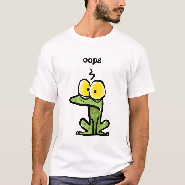 Funny Frog/Toad thinking, "OOPS" T-Shirt (Front)