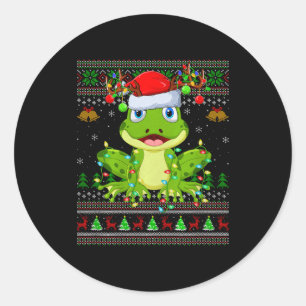 Funny Frog Ugly Christmas Sweaters Holiday Santa C Classic Round Sticker