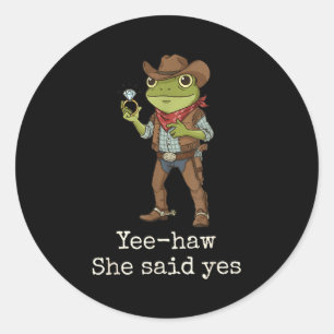Funny Frog Western Engagement Matching Couples Tee Classic Round Sticker